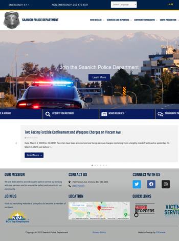 saanich police department website screenshot