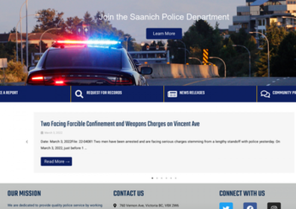 saanich police department website screenshot